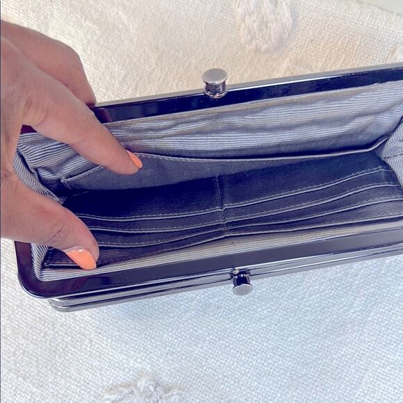 Hobo Vintage Lauren Clutch-Leather Wallet Purple Crocodile-Embossed - Picture 8 of 15